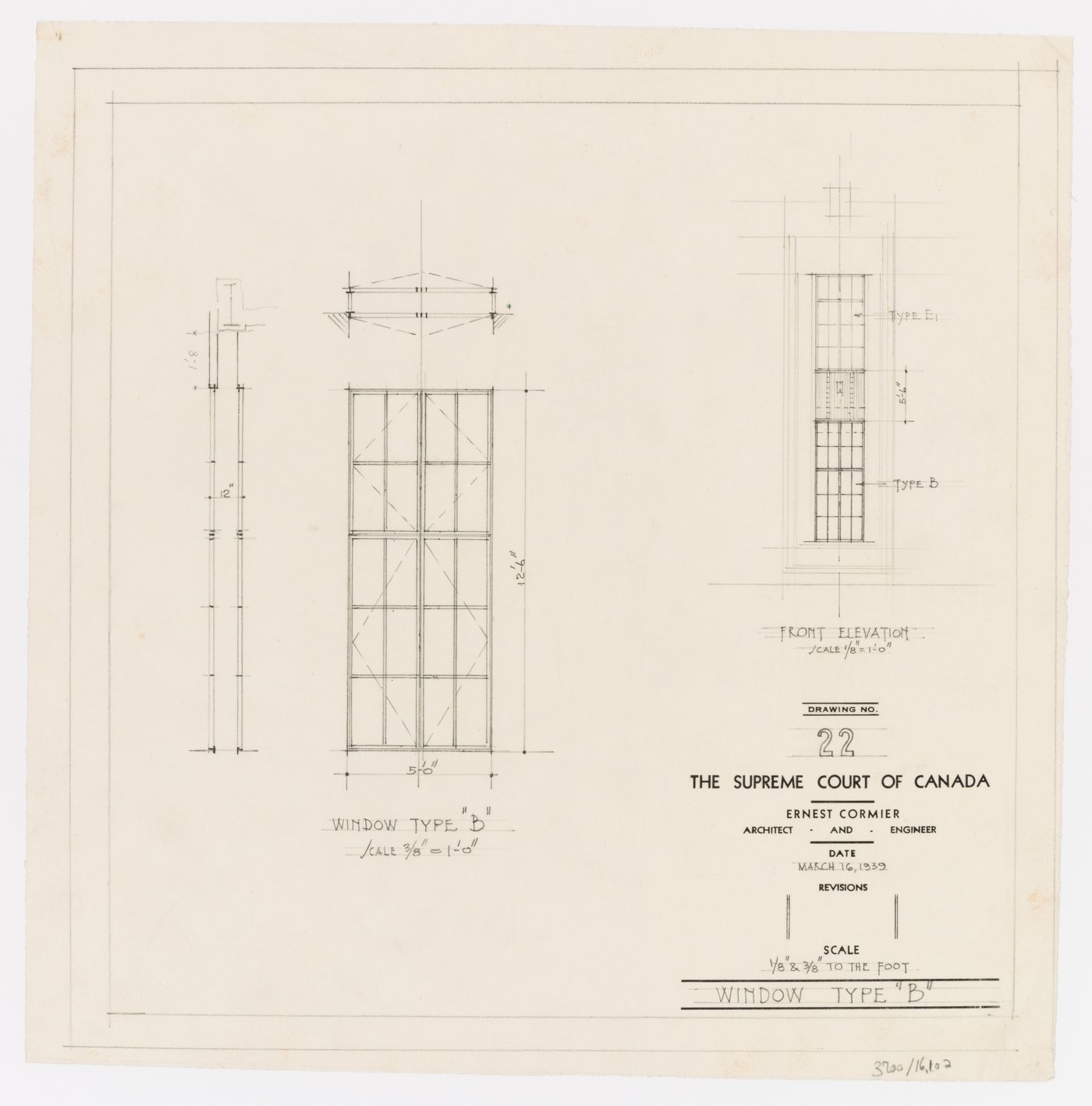 Détails des fenêtres de type B, Cour suprême du Canada, Ottawa, Ontario, Canada (1937-1953, 1977)