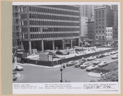 Seagram building under construction, 375 Park avenue, New York, N.Y., south-east view