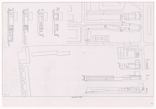 Plan and sections, study of the St-André cultural center, Centro Cultural de Sines, Sines