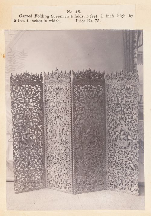 View of a screen, F. Beato Limited, C Road, Mandalay, Burma (now Myanmar)