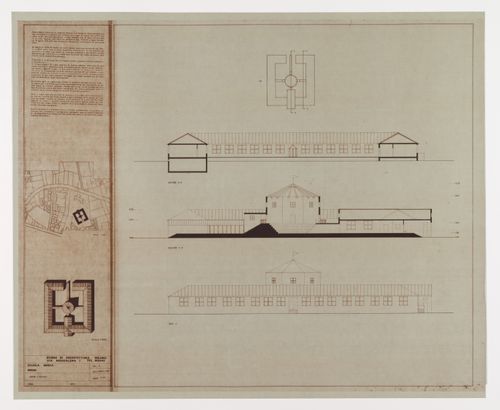 Sections and elevations, Scuola Media Inferiore in località Crocione nel Comune di Broni, Italy