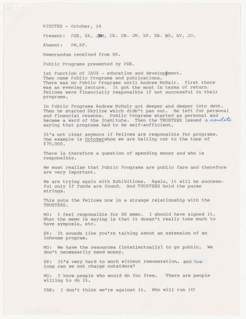 Minutes of meeting of the Fellows