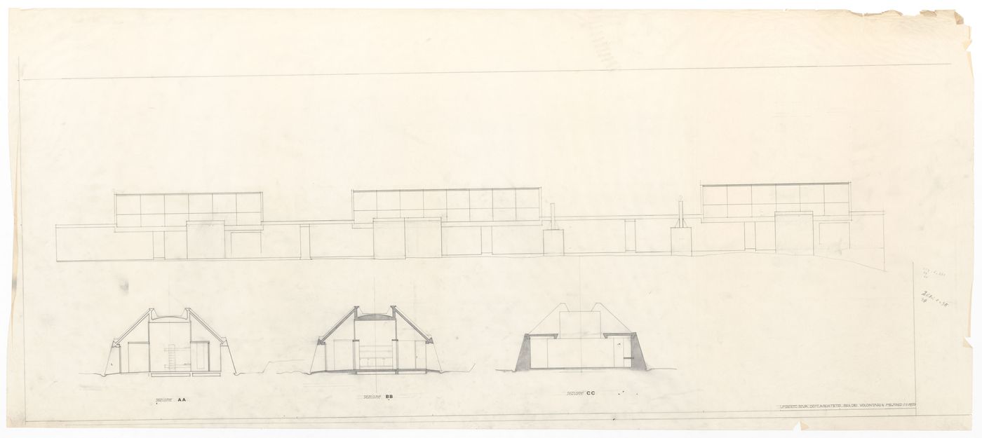 Sections and elevation for Case Di Palma, Stintino, Italy