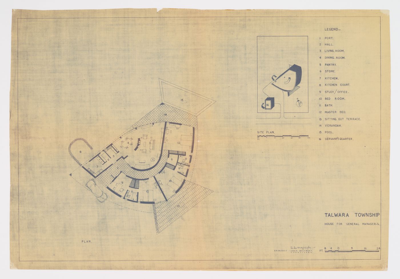 Plan for the General Manager’s house, Talwara township