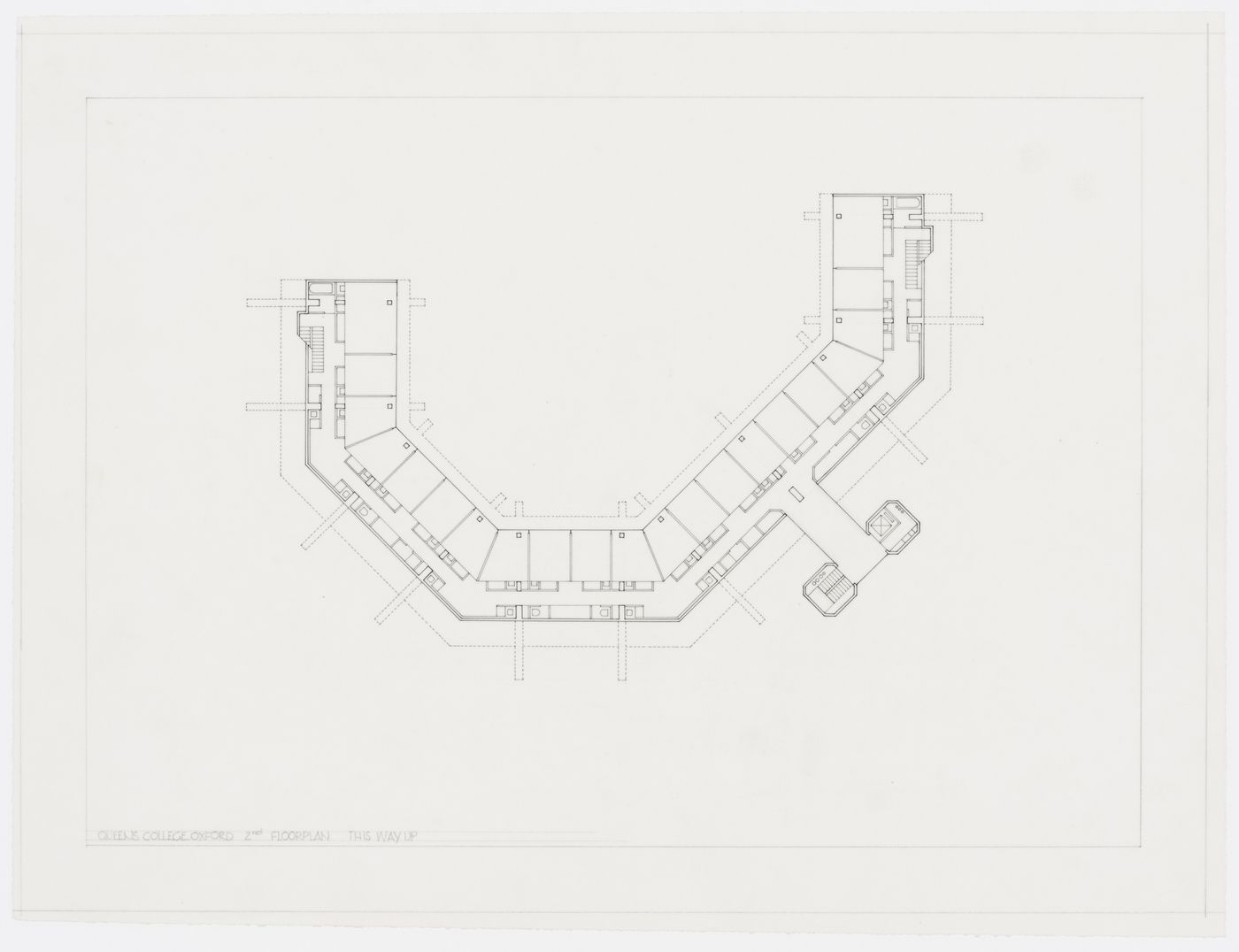 Florey Building, Queen's College, University of Oxford, Oxford, England: second floor plan