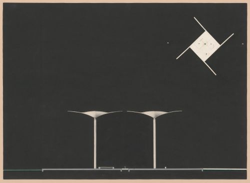 Section and plan for Monumento en homenaje a Alberto Williams, Buenos Aires, Argentina