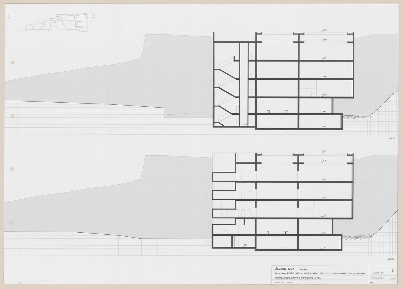 Sections for C. Cultural e Audit. para a Fundação Iberê  Camargo [Iberê  Camargo Foundation Museum], Porto Alegre, Brazil