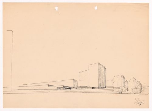 Sketch perspective for Habitações Colectivas da Sacor, Matosinhos, Porutgal