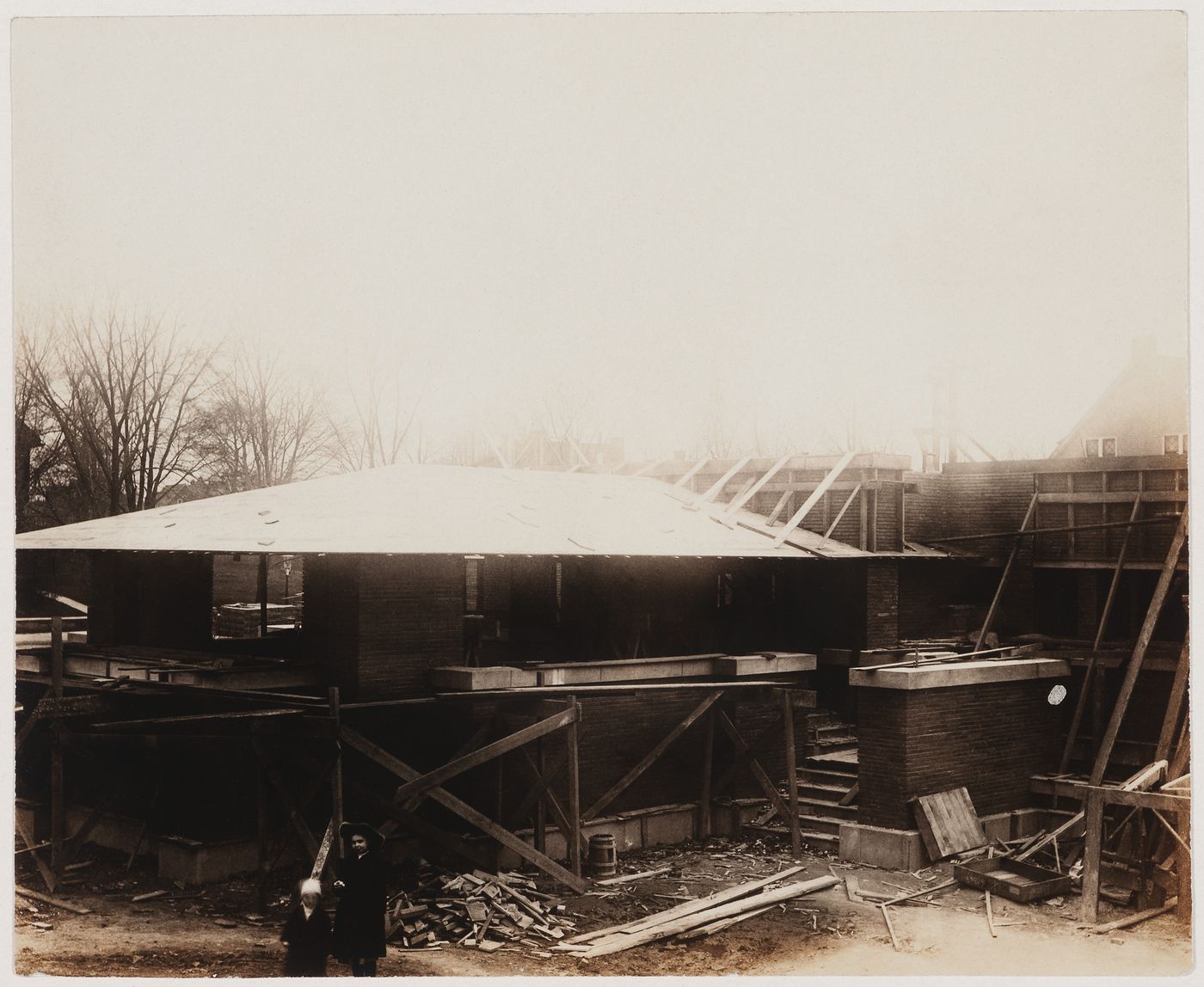 Exterior view of Darwin D. Martin House under construction, Buffalo, New York