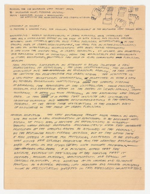 Draft proposal with sketches for Baltimore West Target Area redevelopment