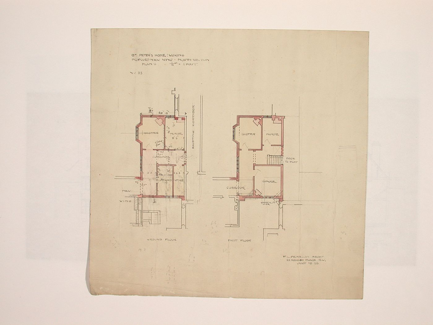 St. Peter's Home, Woking: Plans for the north portion of the new wing