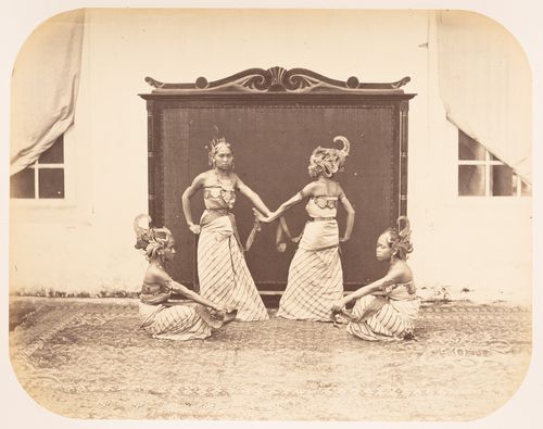 Group portrait of bedoyo dancers, Bandong (now Bandung), Dutch East Indies (now Indonesia)