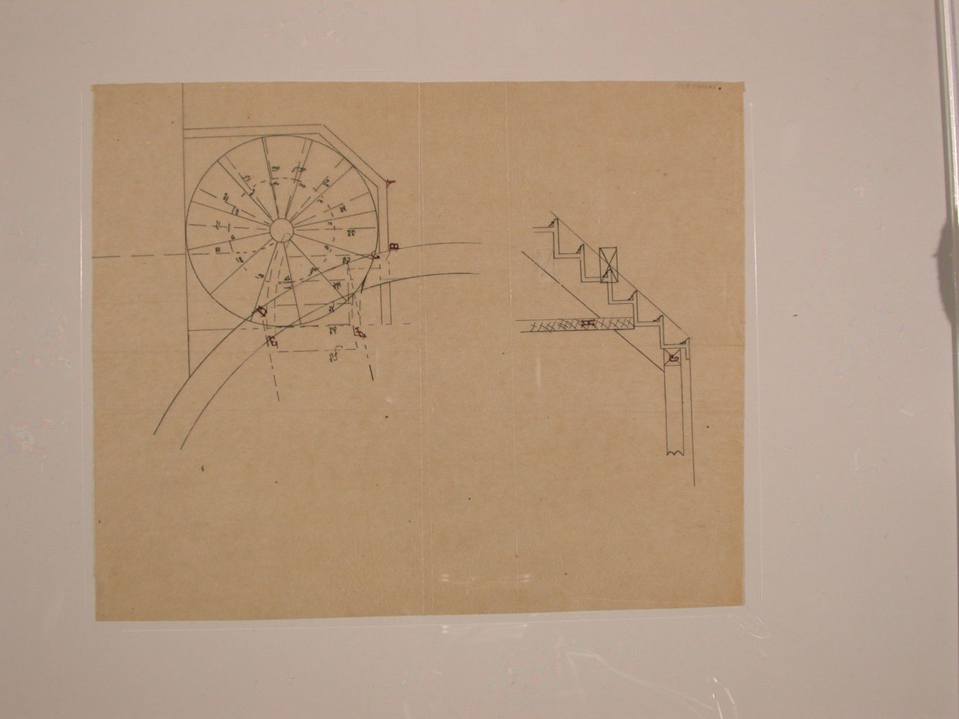 Drawings relating to Chateau de Lanchneil (?) - stair details