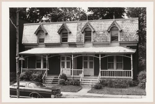 View of the principal façade of a semi-detached house, 126-128 Abbott Avenue, Westmount, Québec