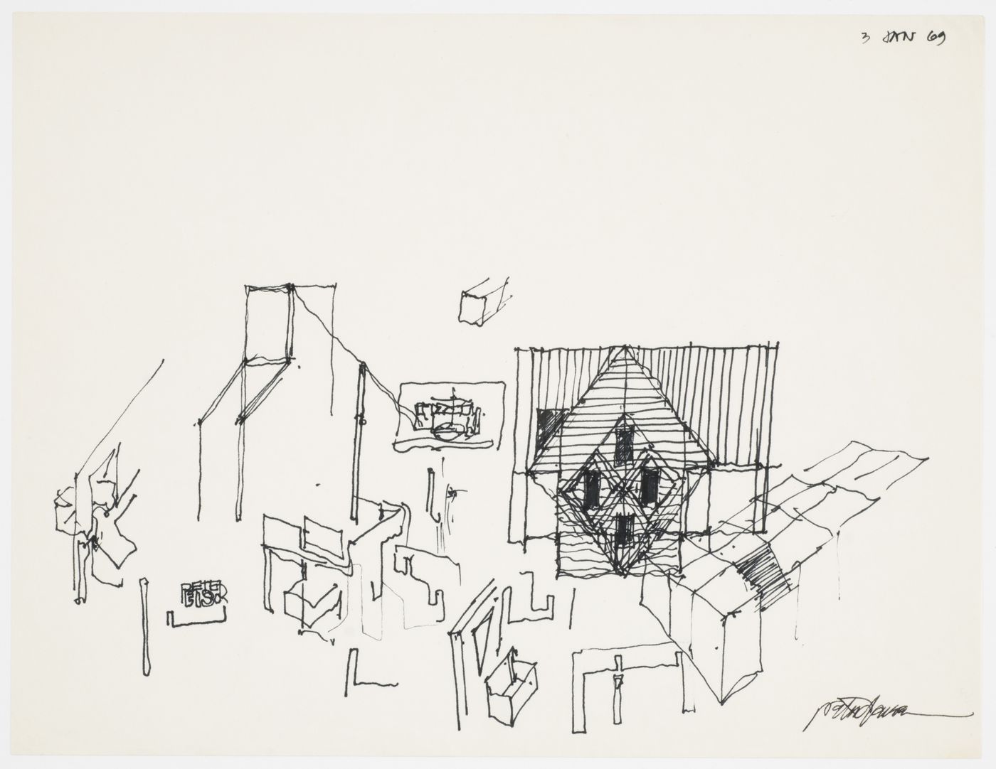 Falk House (House II), Hardwick, Vermont: conceptual sketch