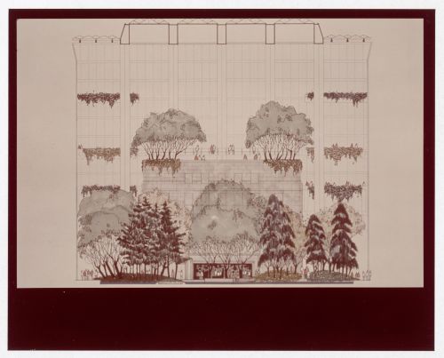 Garden court elevation for Bank of Canada Building, Ottawa, Ontario