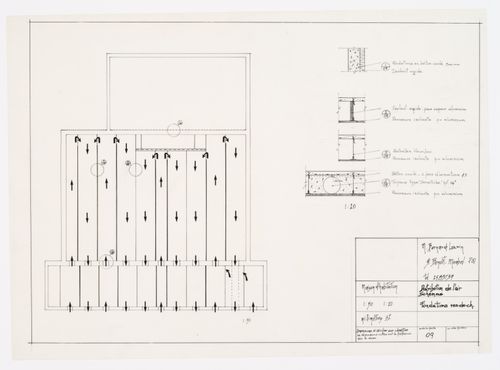 Distribution de l'air : schéma : fondations, rez-de-chaussée, Maison Bernard Laurin, Saint-Benoît, Mirabel, Québec, Canada