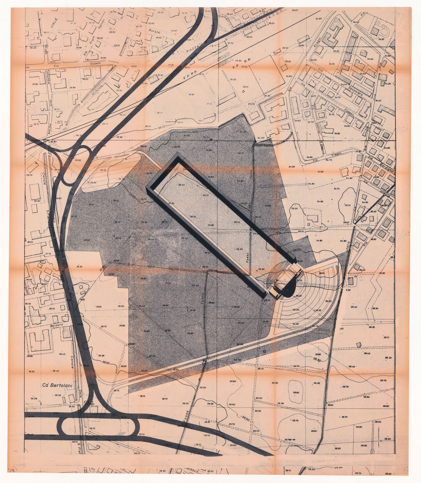 Site plan for Urban park competition, Modena, Italy