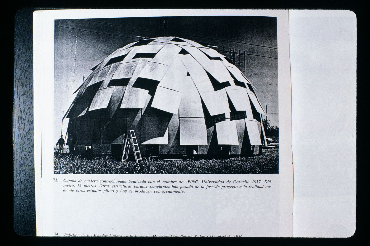Slide of a photograph of Cornell Pinecone Plydome, Ithaca, by R. Buckminster Fuller