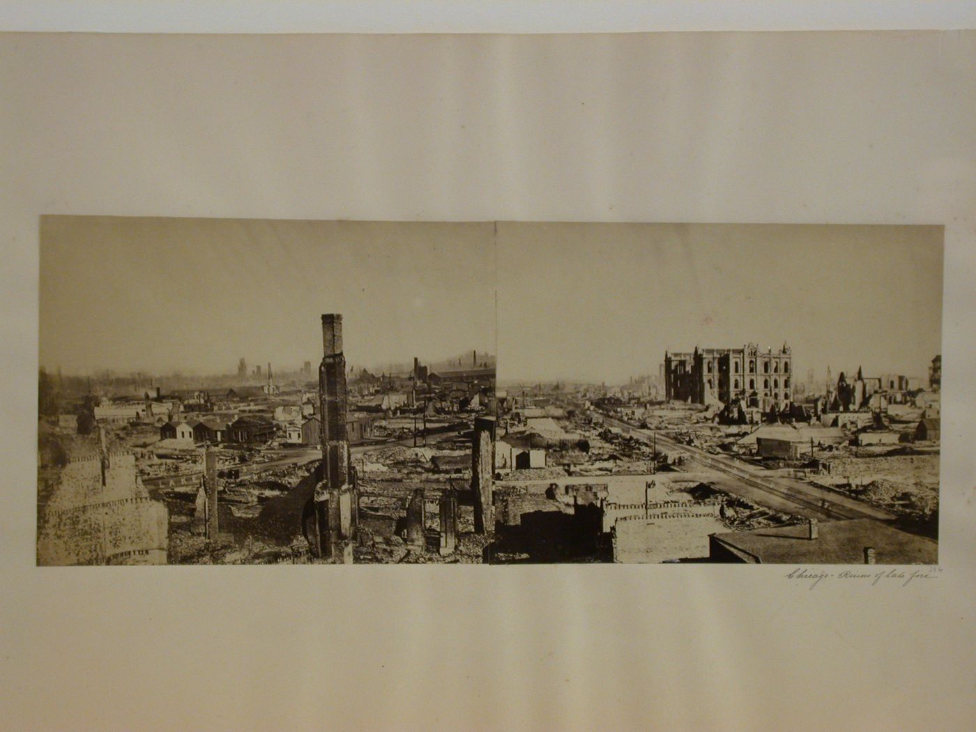 Ruins of lake fire, panorama, showing Randolph and Lake Sts., Chicago, Illinois