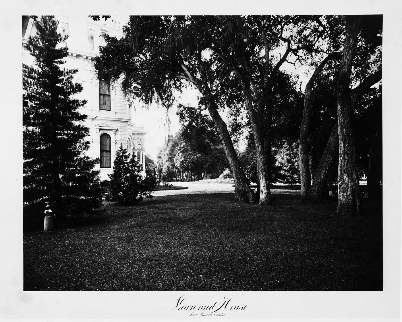 View of the house and grounds, Thurlow Lodge, Menlo Park, California