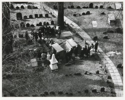 View of interment, King's Chapel burying ground, Old City Hall, Boston, Massachusetts, United States