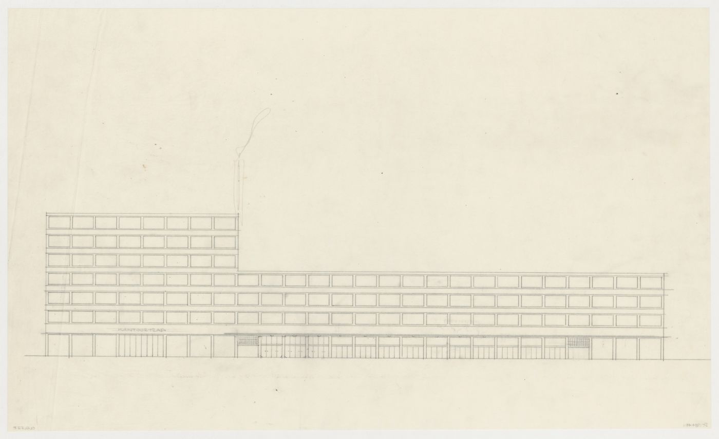 Rear elevation for the New Stock Exchange Building, Rotterdam, Netherlands