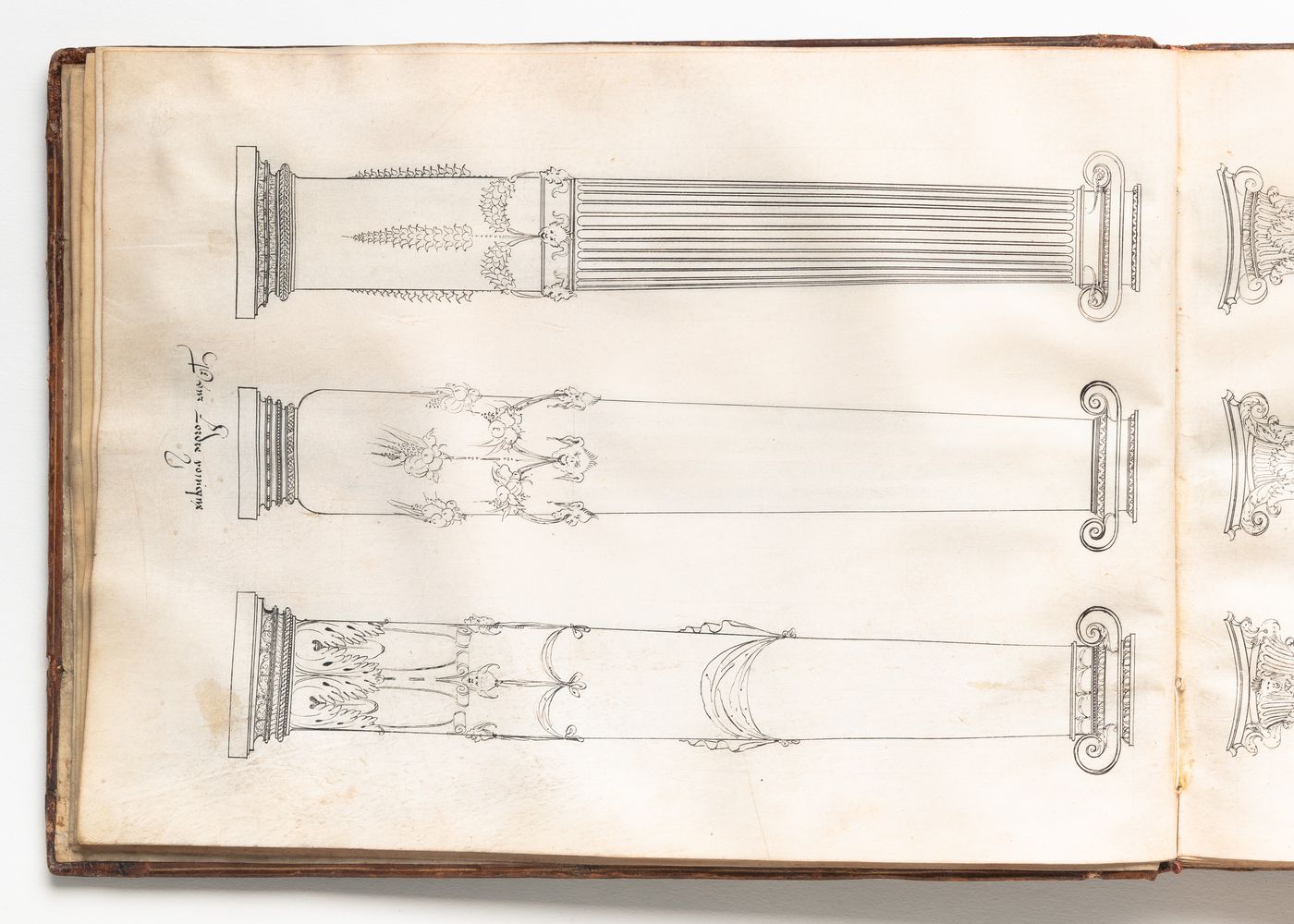 Designs for three Ionic columns