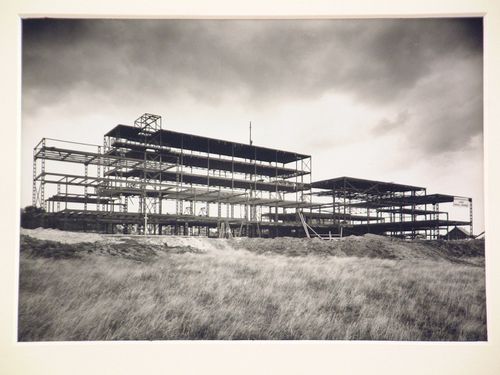 View of retirement home under construction, steel construction, Heerlen, Netherlands