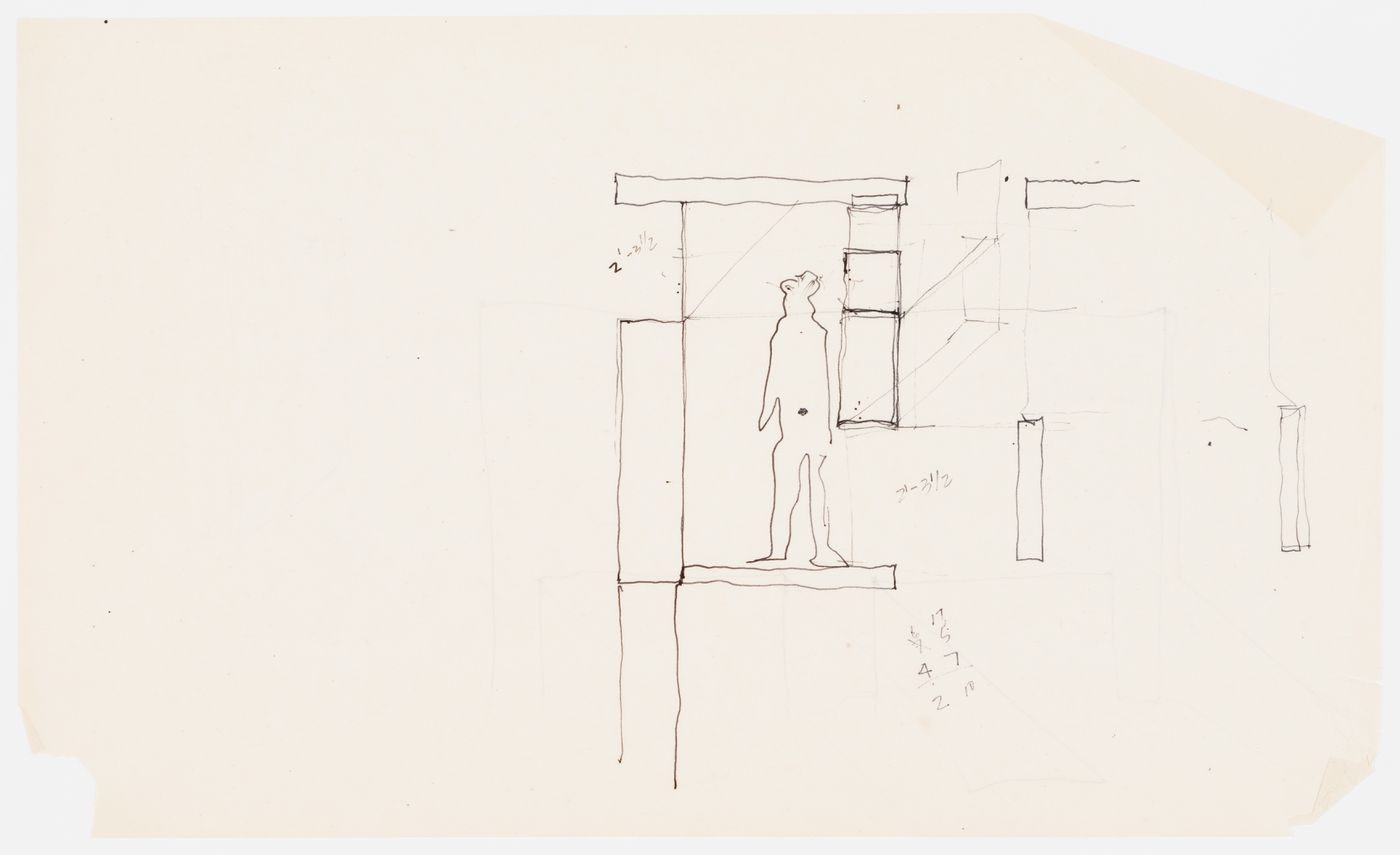 Perspecitve sketch for House I (Barenholtz Pavilion), Princeton, New Jersey; [verso]: Perspective sketch for House I (Barenholtz Pavilion), Princeton, New Jersey