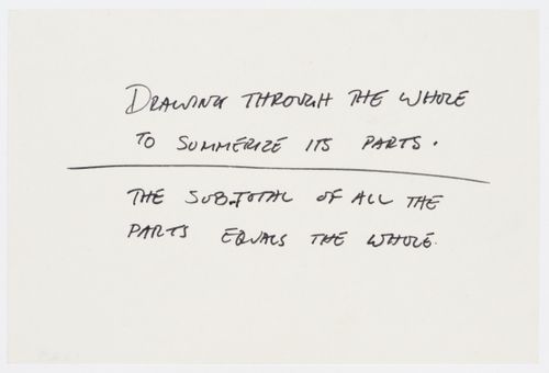Drawing through the whole to summerize its parts. / The sub-total of all the parts equals the whole.