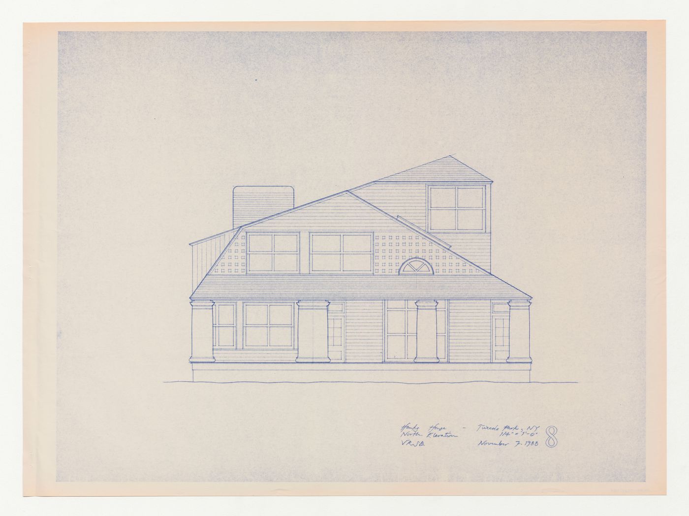 North elevation for the Hanks-Paré Residence, Tuxedo Park, New York