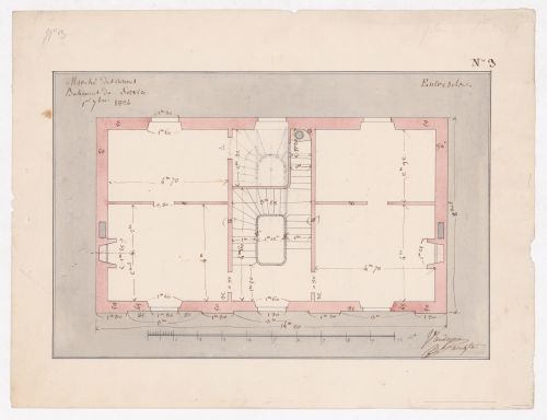 Plan for basement for service building, Marché des Carmes, Paris