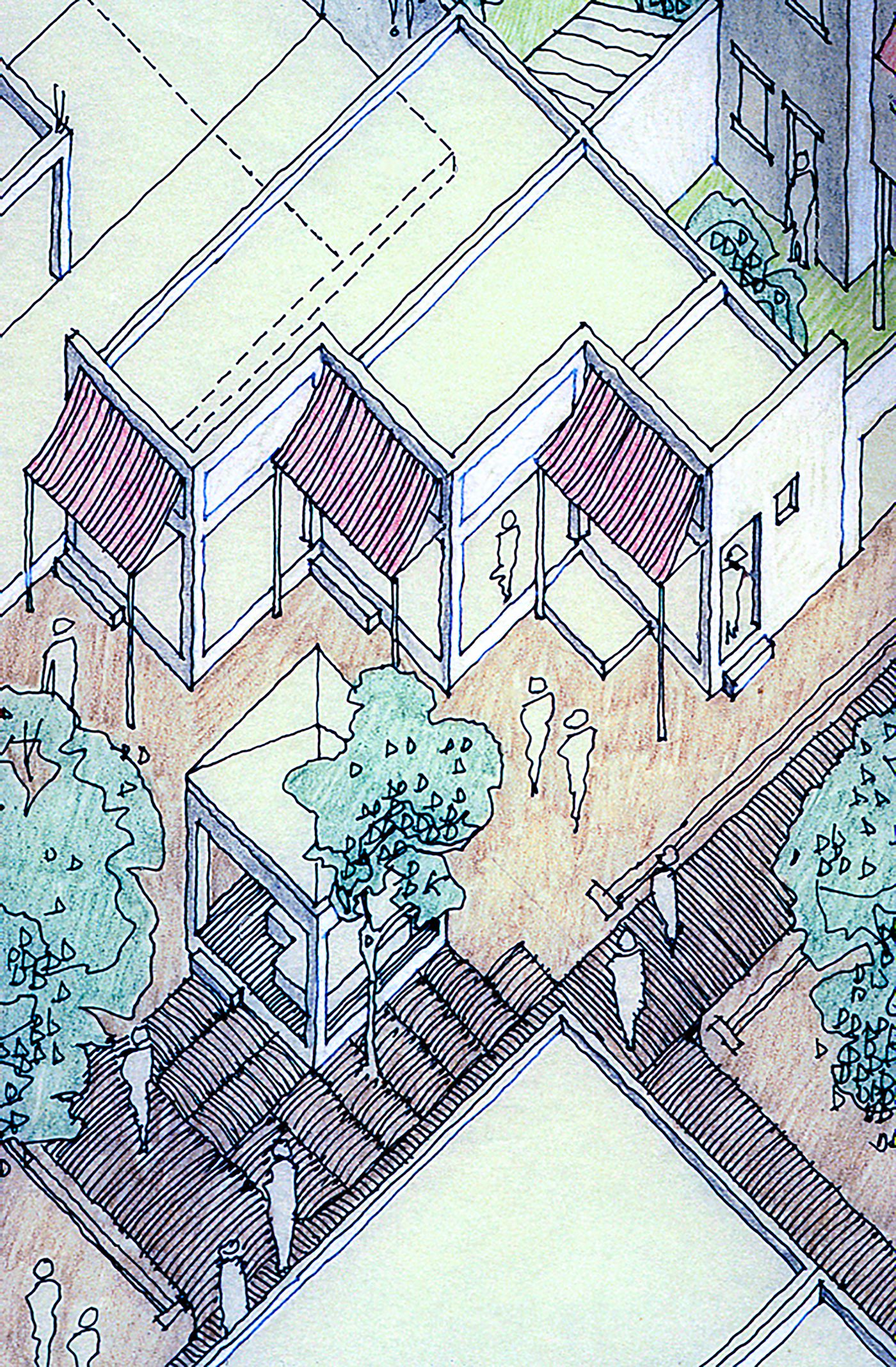Axonometric view of housing used for the Human Settlement Training Package "Package 1: Planning guidelines"
