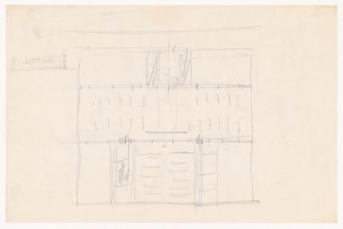 Sketch plan and sketch elevation for a campus building for Illinois Institute of Technology