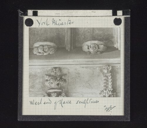View of sculptures at west end of nave of York Minster, York, North Yorkshire, England