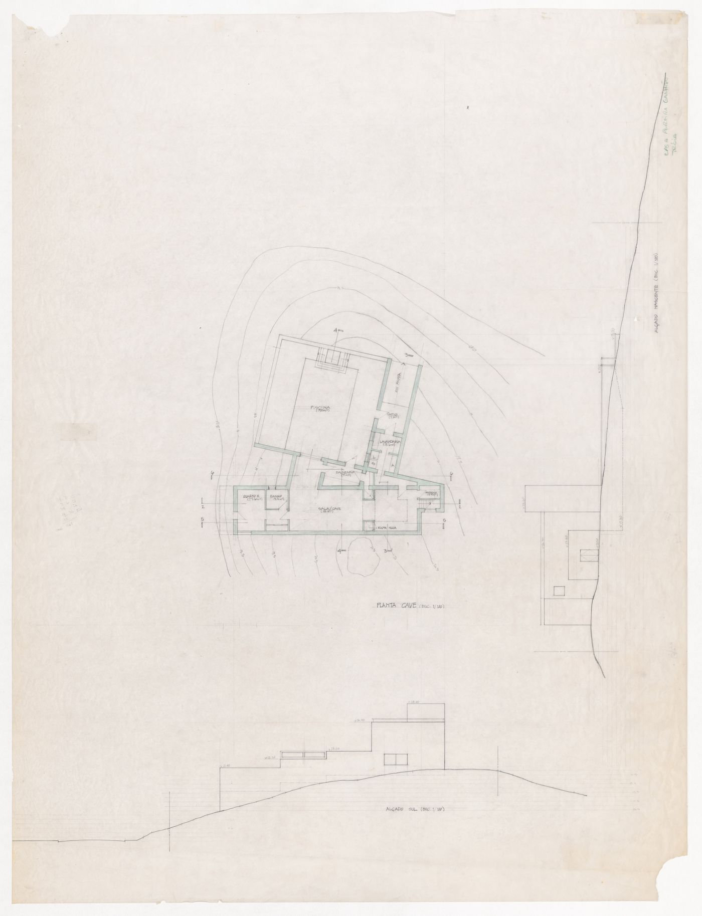 Plan and elevations for Casa Pereira Ganhão, Tróia, Portugal