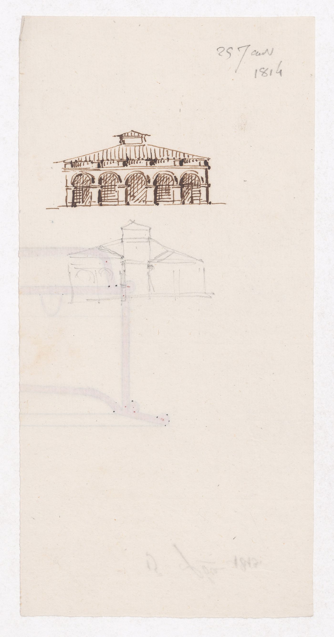 Elevation sketches for Market Building, Marché des Carmes, Paris