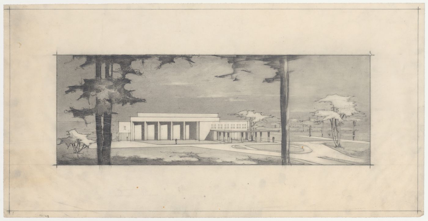 Perspective extérieure, Centre récréatif du Parc Jarry, Montréal, Canada (1952-1960)