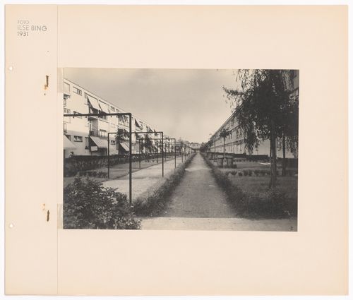 Exterior view houses and garden at Hellerhof Housing Estate, Frankfurt am Main, Germany