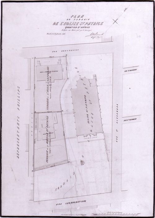 Site plan of St. Patrick's Church, Montréal