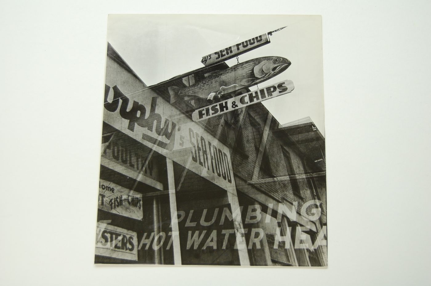 Multi exposure of close-ups of shop signs, probably Boston, United States