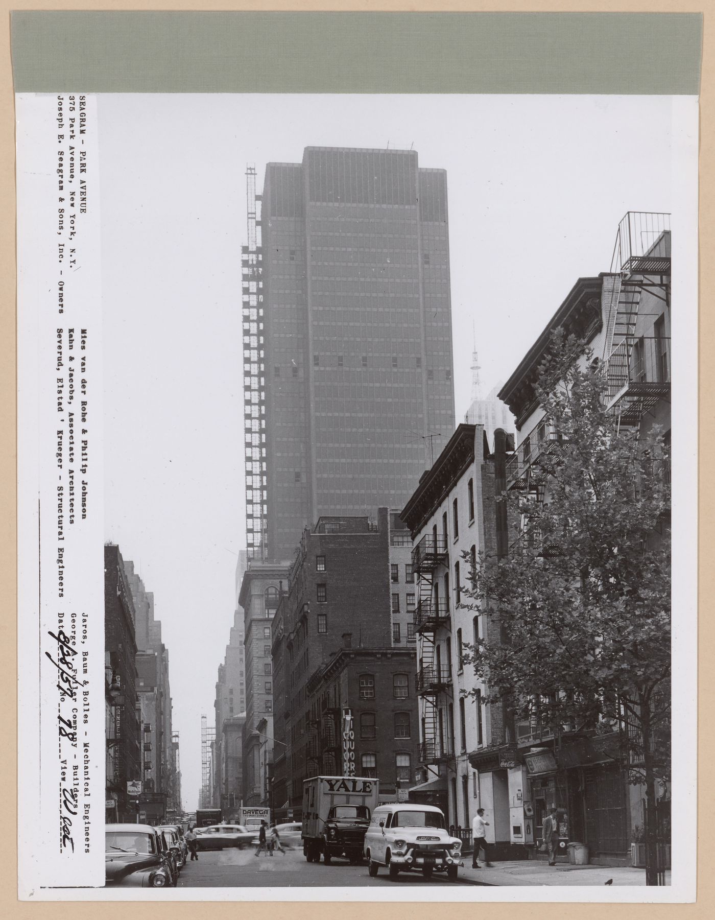 Seagram building under construction, 375 Park avenue, New York, N.Y., west view