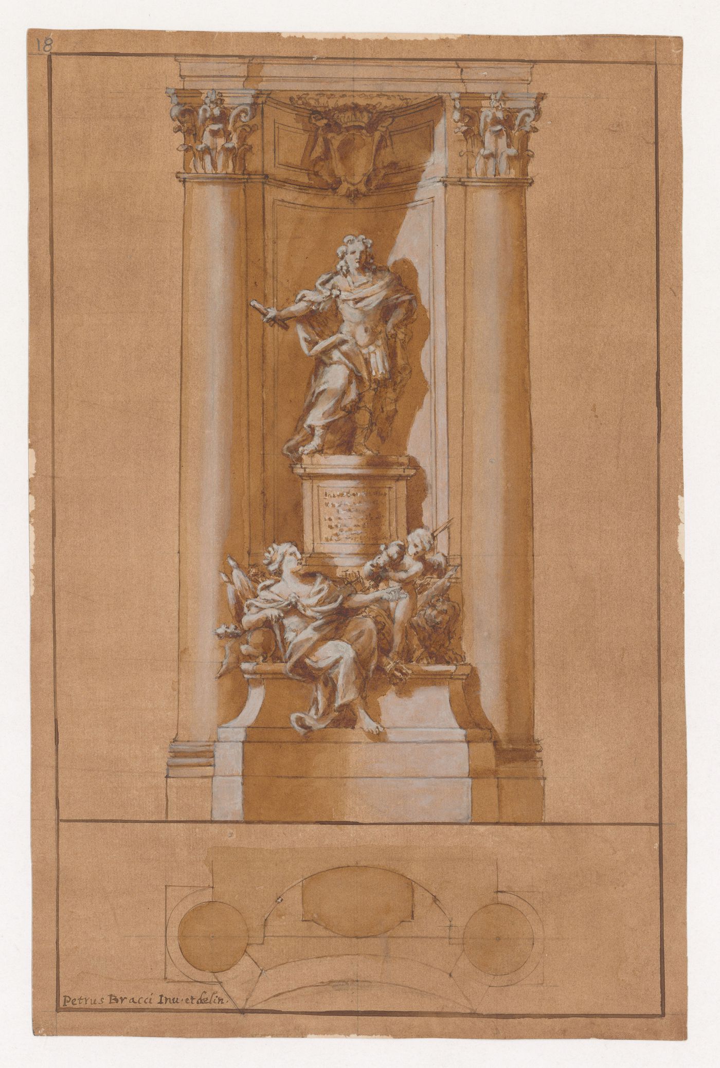 Ground plan and elevation for a monument to King James III Stuart, Rome