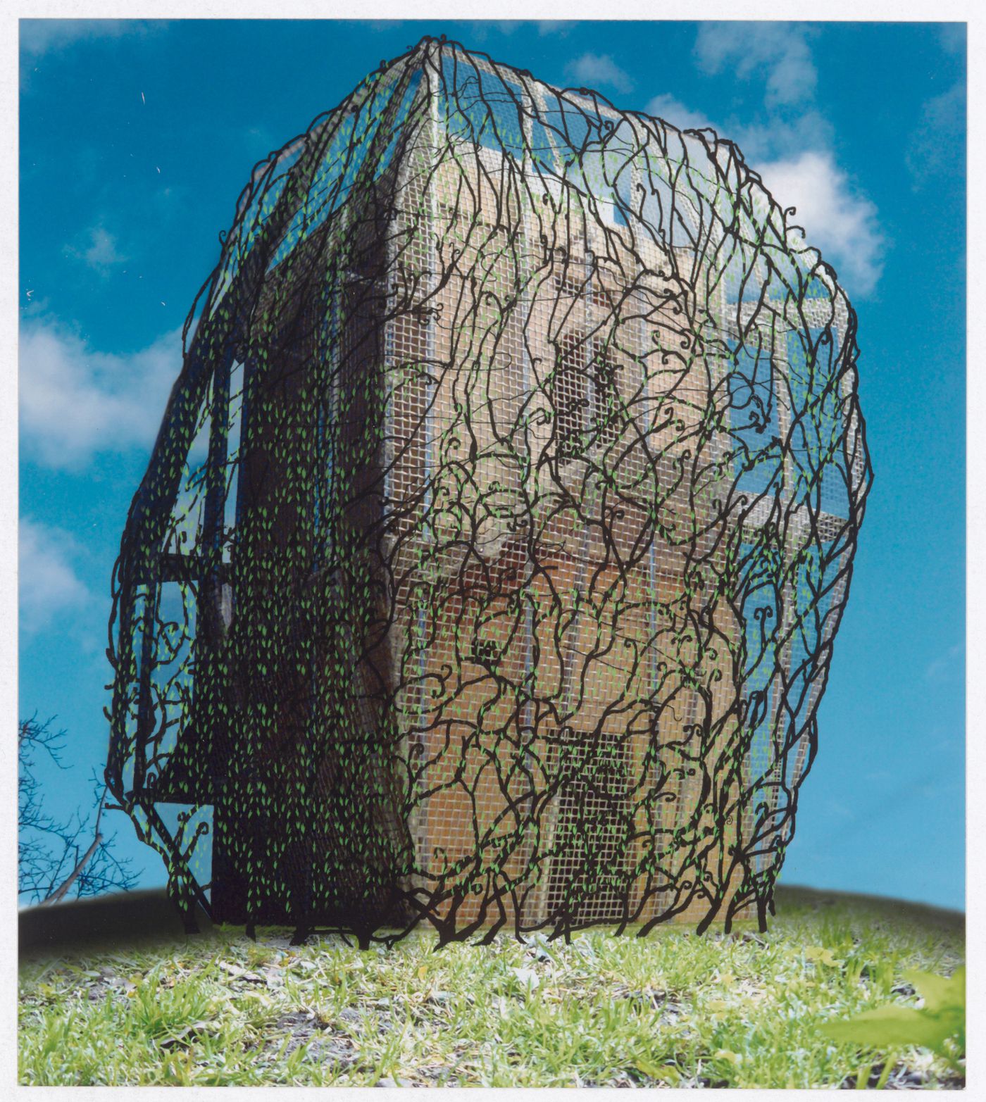 Photomontage of the structure for Architecture Forgiven by Nature
