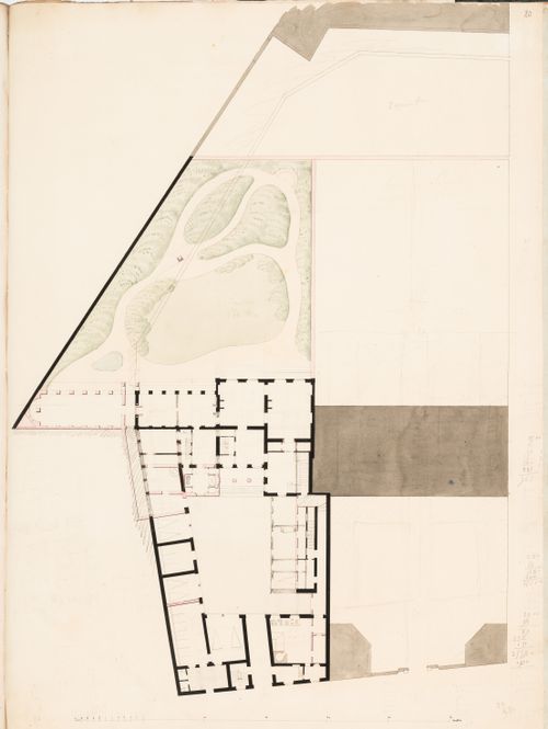 Hôtel Soyécourt, Paris: Partial plan; verso: Project for the conversion of Hôtel Soyécourt, Paris, into barracks: Sketches and calculations