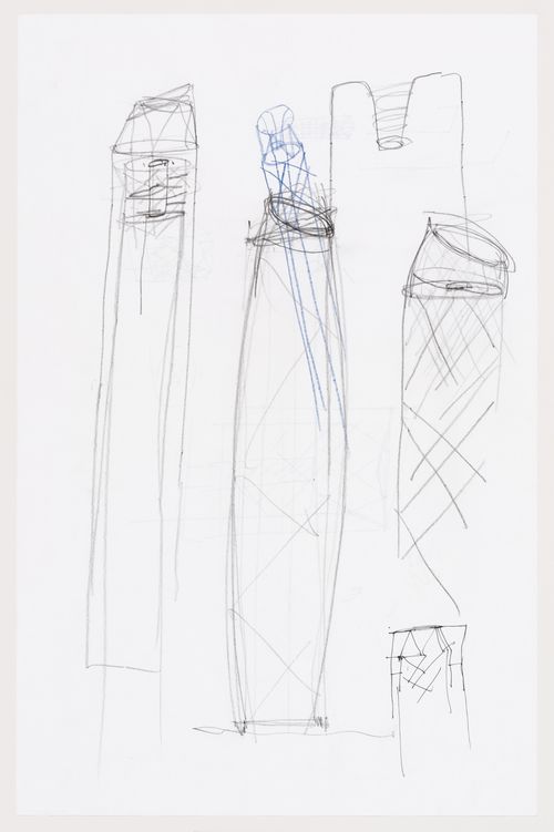 Carbon Tower: sketch of the top and bottom of the tower