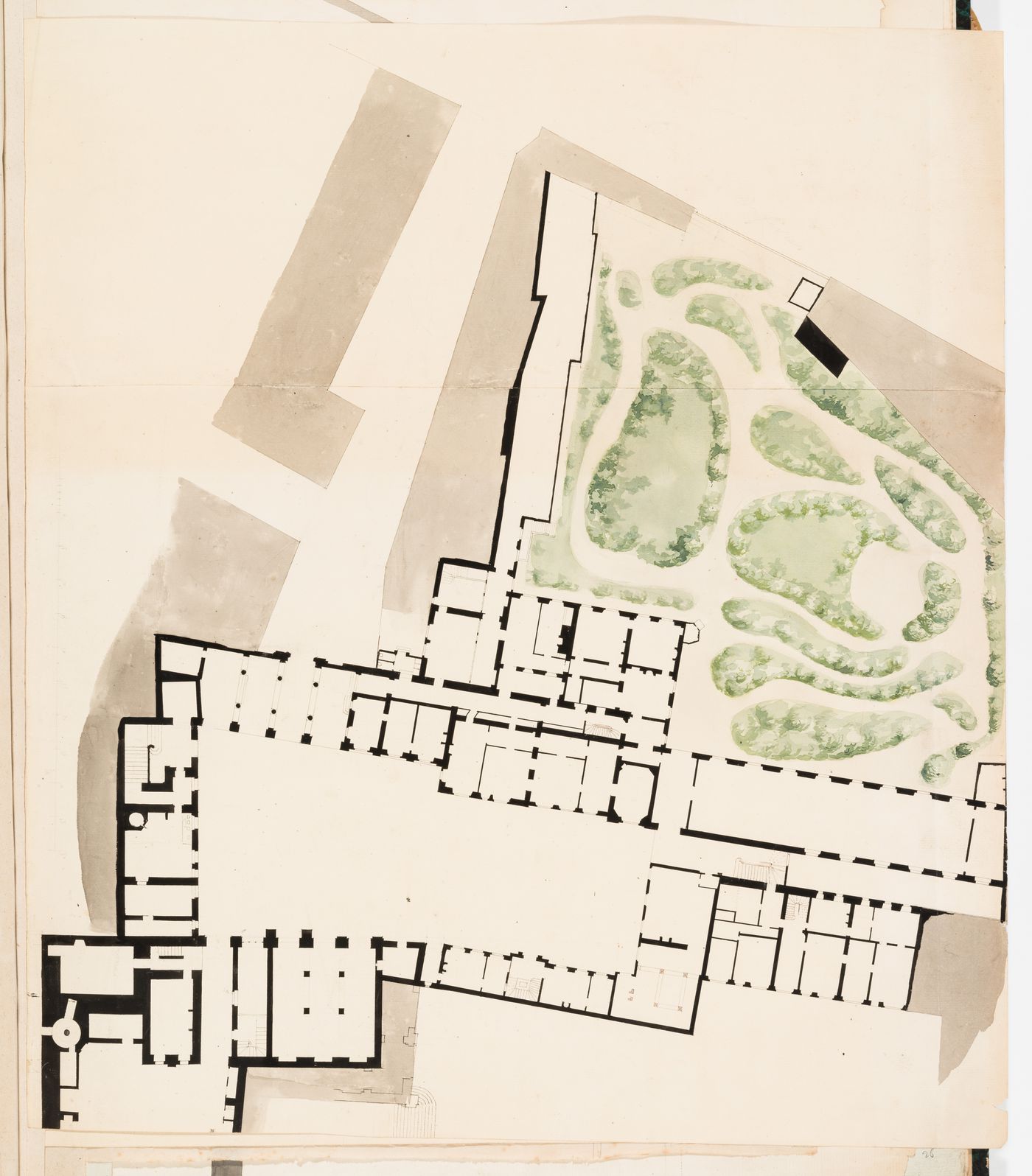 Project for alterations to the Préfecture de police, rue de Jérusalem, Paris: Partial ground floor plan