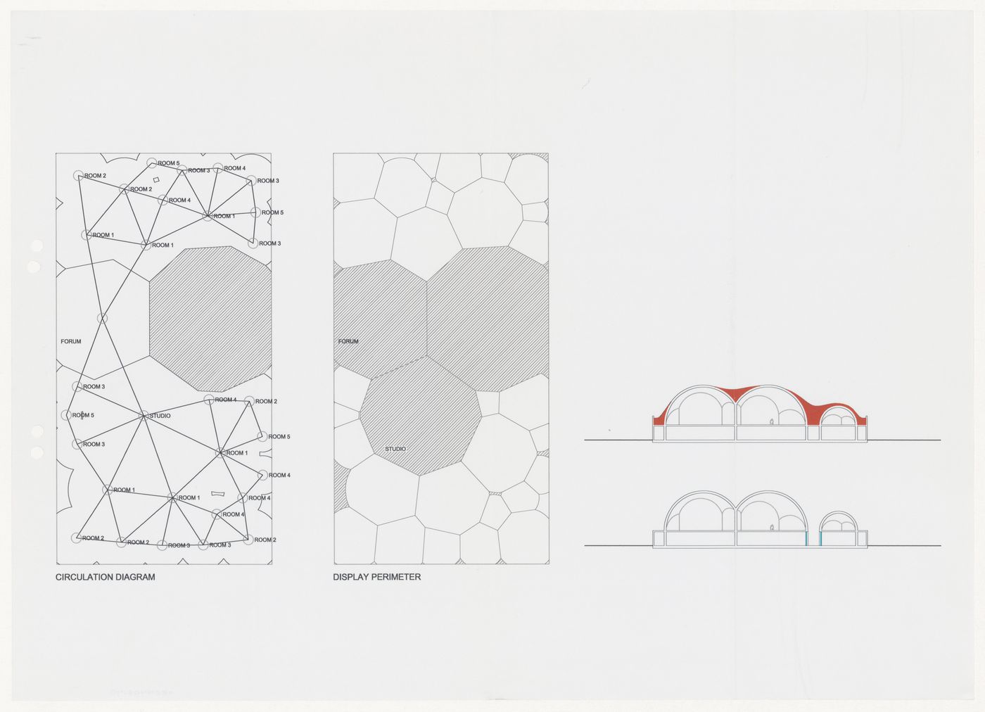 Circulation diagram and display perimeter for Centre Pompidou-Metz, Metz, France