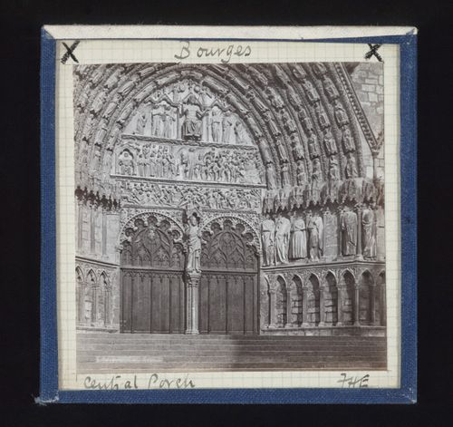 View of central portal of Cathédrale Saint-Etienne de Bourges, Bourges, France